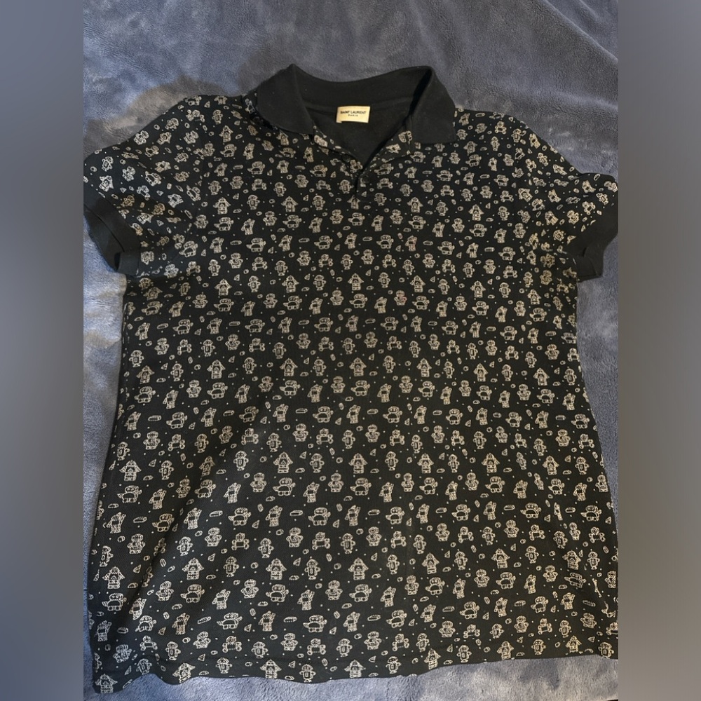 Saint Laurent Robot-print polo shirt